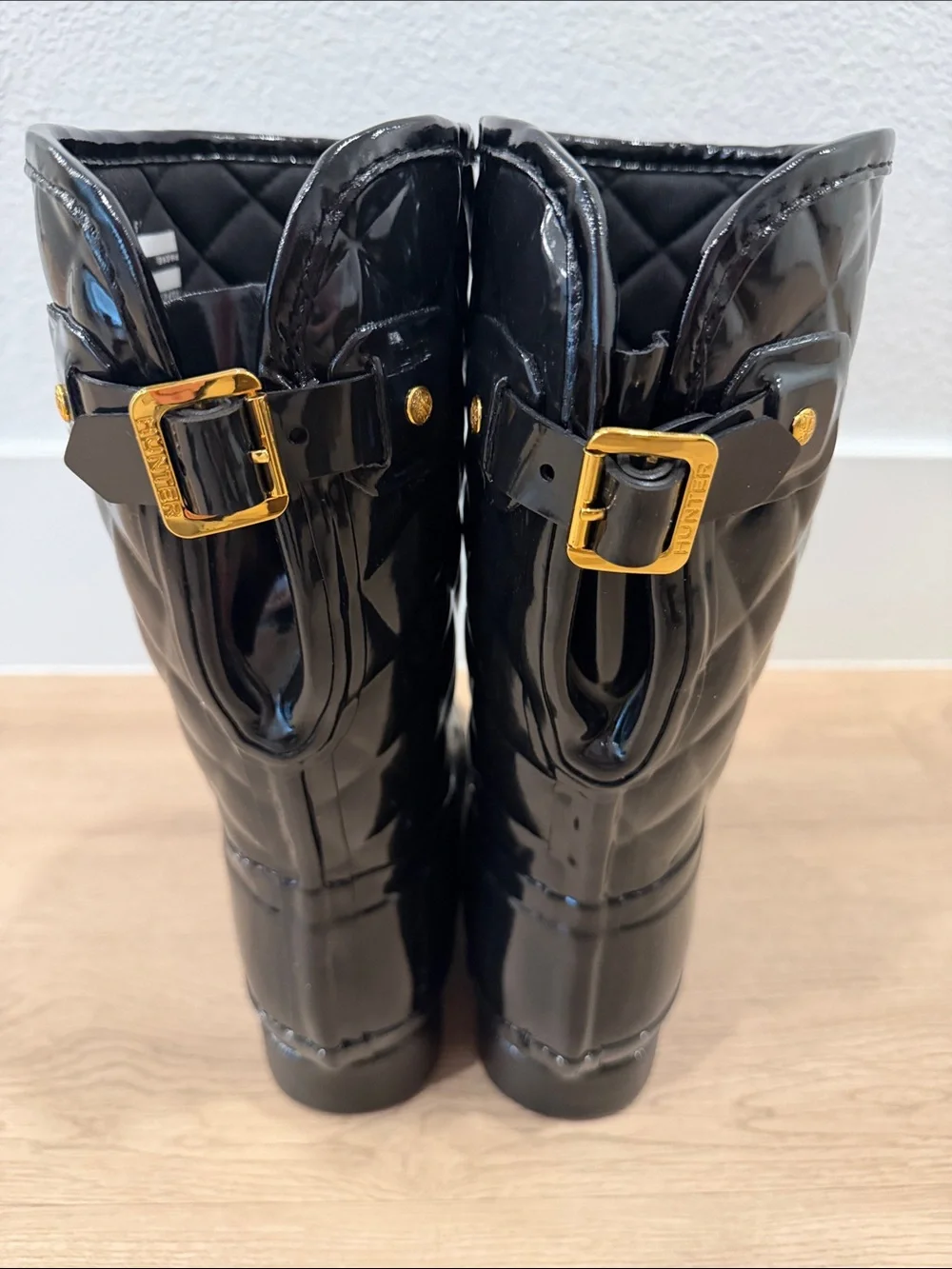 Hunter Refined High Gloss quilted short waterproof rain boots sz 7 brand new